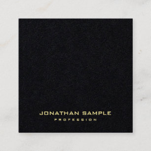 Carte De Visite Carré Premium Black Modern Gold Texte Élégant Simple Top