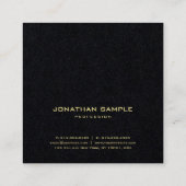 Carte De Visite Carré Premium Black Modern Gold Texte Élégant Simple Top (Dos)