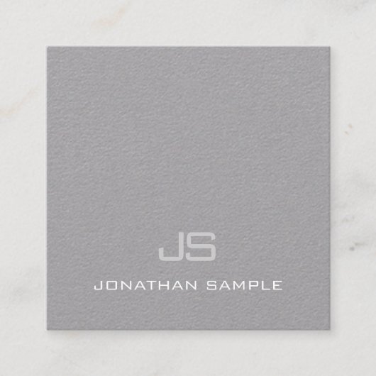 Carte De Visite Carré Premium Gris clair Créatif Moderne Monogramme Luxe (Devant)