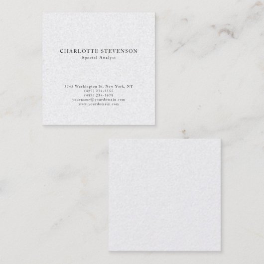 Carte De Visite Carré Premium Pearl Trendy Professional Plain Minimalist (Devant / Derrière)