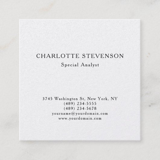 Carte De Visite Carré Premium Pearl Trendy Professional Plain Minimalist (Devant)