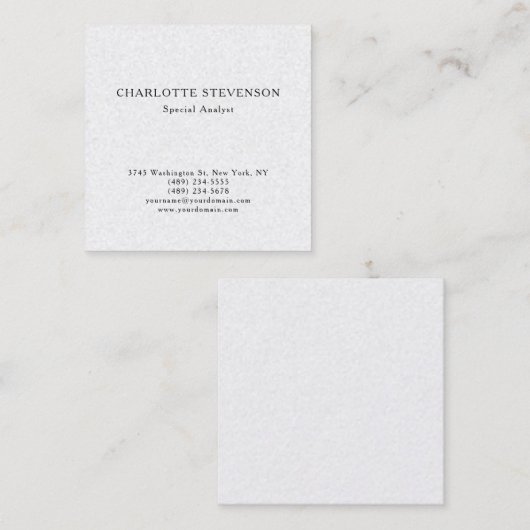 Carte De Visite Carré Premium Pearl Trendy Professional Plain Minimalist (Devant / Derrière)