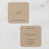 Carte De Visite Carré Premium Real Kraft papier Monogramme Modèle modern (Devant / Derrière)