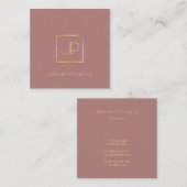 Carte De Visite Carré Premium Silk Finish Gold Monogram Modèle Luxe (Devant / Derrière)
