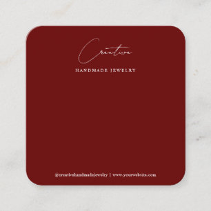 Carte De Visite Carré Présentoir de bijoux en script manuscrit simple Bo