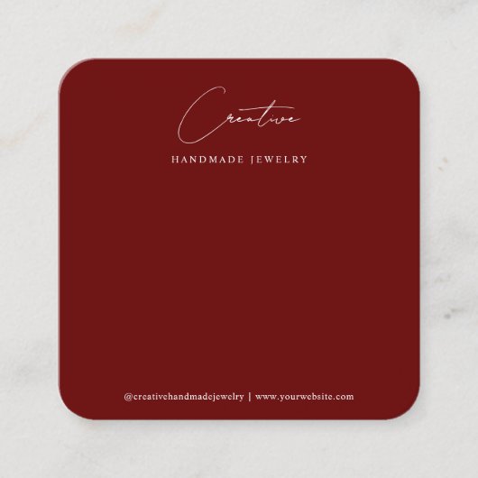 Carte De Visite Carré Présentoir de bijoux en script manuscrit simple Bo (Devant)