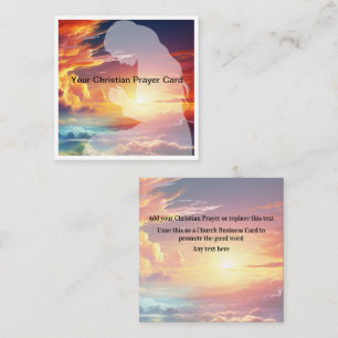 Carte De Visite Carré Prière chrétienne Ciel Coucher de soleil Cieux