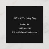 Carte De Visite Carré Private Academic Coach Professional (Dos)