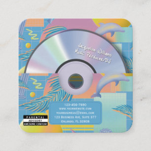 Carte De Visite Carré Producteur de musique Blue Retro Vaporwave CD DJ