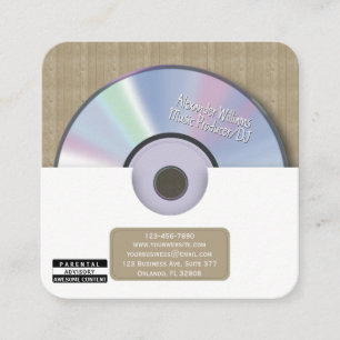 Carte De Visite Carré Producteur de musique rétro blanc CD DJ