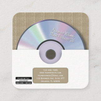 Carte De Visite Carré Producteur de musique rétro blanc CD DJ