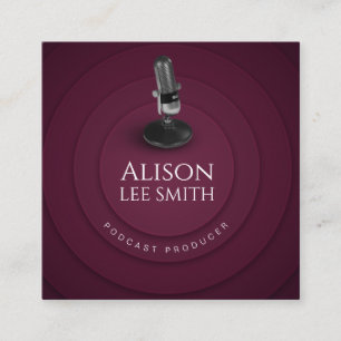 Carte De Visite Carré Producteur de podcast/Entraîneur vocal/Acteur voca