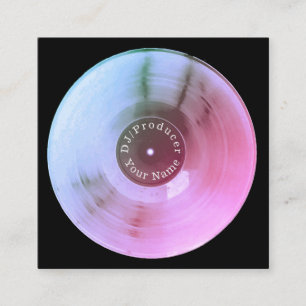 Carte De Visite Carré Production métallique bleue du DJ de disque de