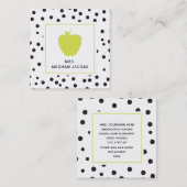 Carte De Visite Carré Professeur au néon d'Apple de point de polka (Devant / Derrière)