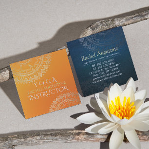 Carte De Visite Carré Professeur de méditation de yoga Mandala moderne o