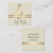 Carte De Visite Carré Professeur de musique musicienne avec notes musica (Devant / Derrière)