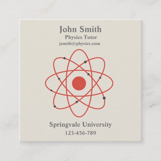 Carte De Visite Carré Professeur de physique physique professeur de scie (Devant)