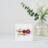 Carte De Visite Carré Professeur de violon musicien violoniste (Debout devant)