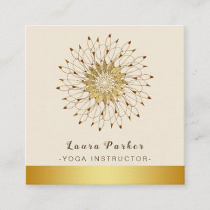 Carte De Visite Carré Professeur de Yoga Classique Mandala Lotus Floral
