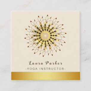 Carte De Visite Carré Professeur de Yoga Classique Mandala Lotus Floral 