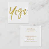 Carte De Visite Carré * Professeur de Yoga Enseignant Blanc Or Moderne (Devant / Derrière)