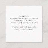 Carte De Visite Carré Professeur De Yoga Et De Méditation (Dos)