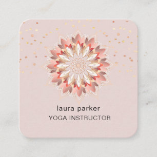 Carte De Visite Carré Professeur de yoga méditation élégante fleur de lo
