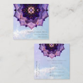 Carte De Visite Carré Professeur de yoga moderne Mandala Lotus Violet (Devant / Derrière)