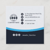 Carte De Visite Carré Professional Black Blue ajoutez votre logo QR Code (Dos)