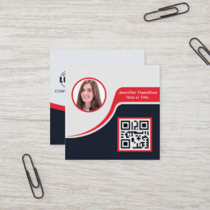Carte De Visite Carré Professional Black Red ajoutez votre logo QR Code