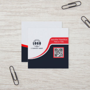 Carte De Visite Carré Professional Black Red ajoutez votre logo QR Code