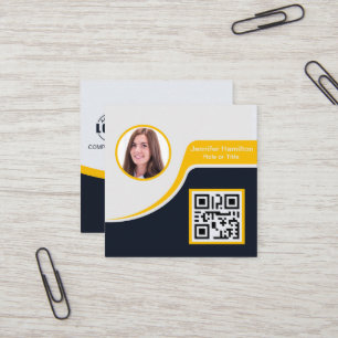 Carte De Visite Carré Professional Black Yellow ajoutez votre logo QR Co