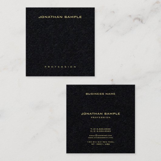 Carte De Visite Carré Professional Elegant Simple Design Gold Nom Texte (Devant / Derrière)