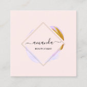 Carte De Visite Carré Professional Framed Gold Beauty Studio Logo Rose (Devant)