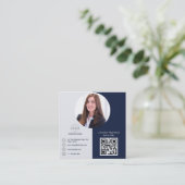 Carte De Visite Carré Professional Grey ajouter votre photo QR Code Carr (Debout devant)