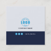 Carte De Visite Carré Professional Grey Blue ajoutez votre photo QR Code (Dos)