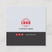 Carte De Visite Carré Professional Grey Red ajoutez votre photo QR Code  (Dos)