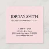 Carte De Visite Carré Professional Logo Minimal Modern Blush Pink (Dos)