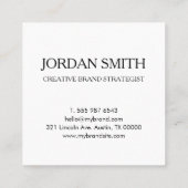 Carte De Visite Carré Professional Logo Minimal Modern White (Dos)