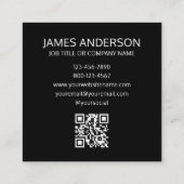 Carte De Visite Carré Professional Logo QR Code Minimalist Black (Dos)