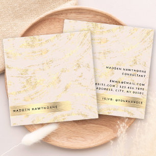 Carte De Visite Carré Professional Moderne Blush Rose Faux Or Foil Chic