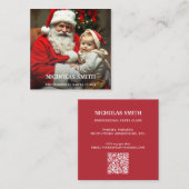 Carte De Visite Carré Professional Photo Santa Claus QR code (Devant / Derrière)