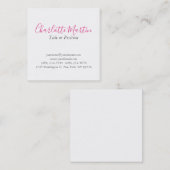 Carte De Visite Carré Professional Pink White Manager Consultant Chief (Devant / Derrière)