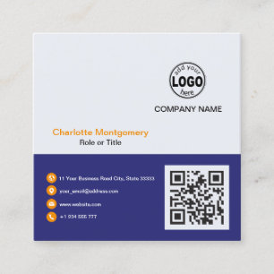 Carte De Visite Carré Professionnel ajoutez votre logo QR Code Photo Cus