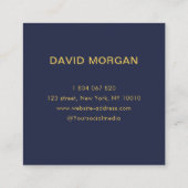 Carte De Visite Carré Professionnel Avocat Justice Logo Marine Et Or (Dos)