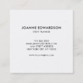 Carte De Visite Carré Professionnel blanc floral pourpre rose (Dos)