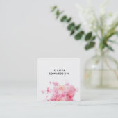 Carte De Visite Carré Professionnel blanc floral pourpre rose (Debout devant)