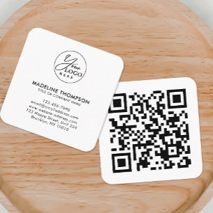 Carte De Visite Carré Professionnel Blanc Générique Logo Entreprise Code