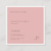Carte De Visite Carré Professionnel Chic Clean Design Monogramme Plain L (Dos)