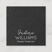 Carte De Visite Carré Professionnel de luxe Simple cuir noir (Devant)